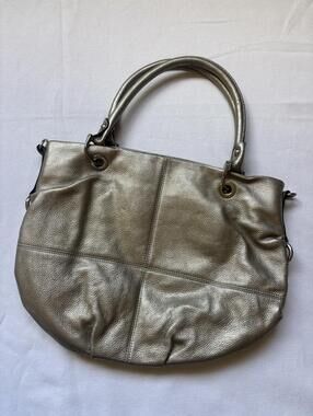 Tignanello silver/gold leather purse/ school bag